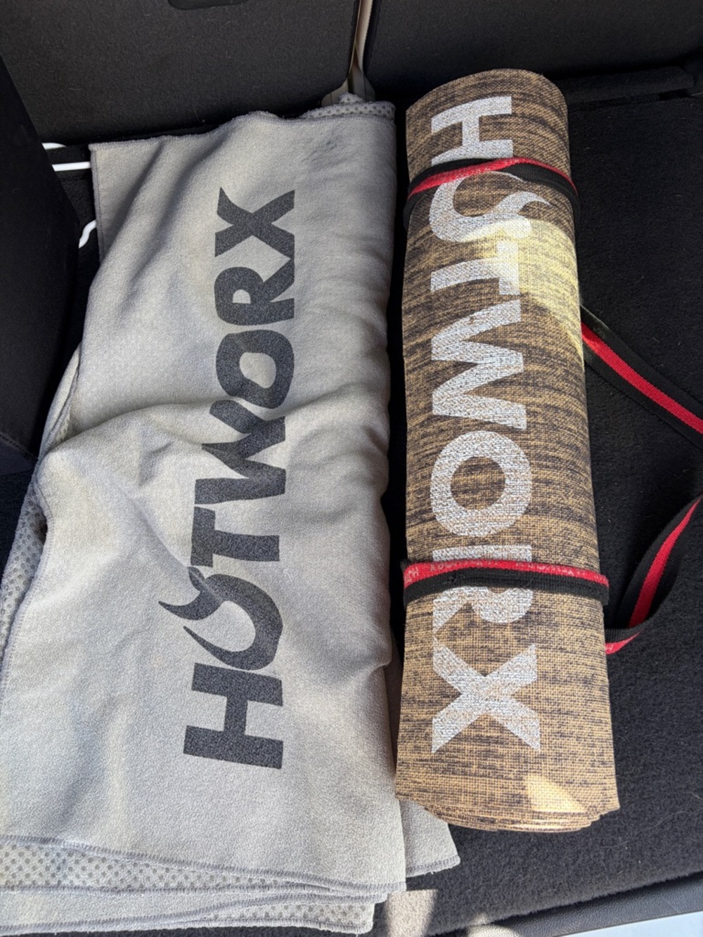 HOTWORX Branded Exercise Mat & Towel Set - with 2 Towels, Mat, and Mat strap